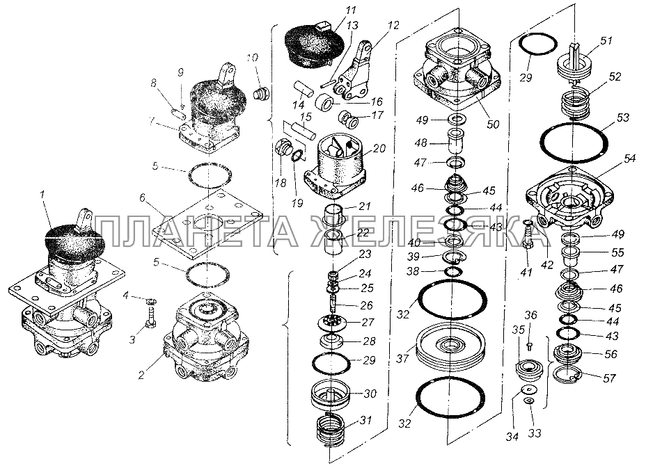 Кран тормозной МАЗ-54326